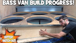 BASS VAN Build Progress w/ Custom REAR WALL for 12 18 Subwoofers! EXOs INSANE Car Audio Box Install