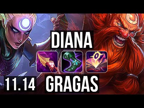 DIANA vs GRAGAS (JUNGLE) | 5/0/5, Rank 7 | NA Challenger | v11.14