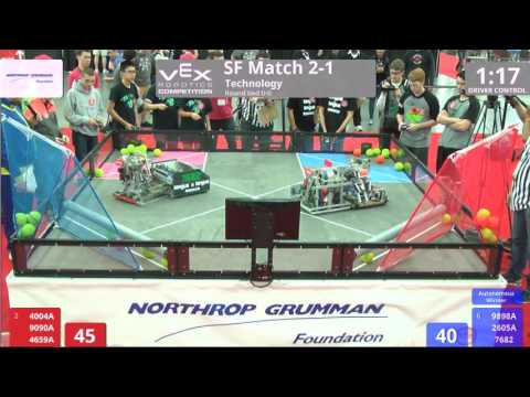VEX Worlds 2016 - VRC HS Technology - SF 2-1 (4004A 9090A 4659A) 273 vs 239 (9898A 2605A 7682)