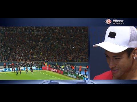 Neymar se emociona ao assistir seu gol com narração de André Henning: 'Arrepia'