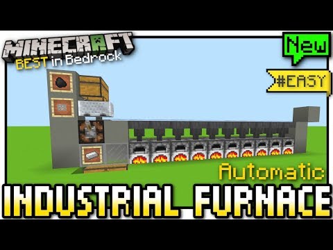 Skippy 6 Gaming - Minecraft Bedrock - INDUSTRIAL FURNACE ( Automatic ) [ Redstone Tutorial ] MCPE / Xbox / Switch