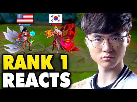 Rank 1 Ahri Reacts To Faker Playing My Champ! 😲(NA vs KR)