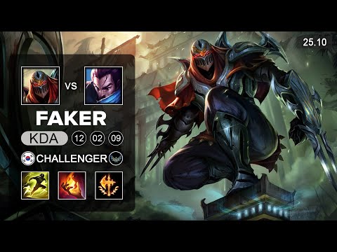 Faker Zed vs Yasuo Mid - KR Challenger - Patch 25.10 Season 15