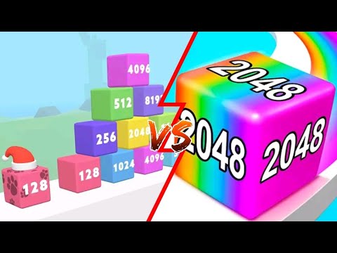 Jelly Run 2048 vs Happy Cubes 2048 - Puzzle Game – Merge cubes with numbers x2