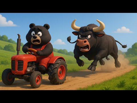 🐻😱 Scary Tractor Chase! Bear Farmer Can’t Get Away!  🐻😱| Vehicles Farm Animated