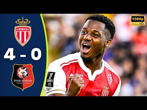 Monaco vs Rennes 4-0 Resumé | Ligue 1 Highlights | Ansu Fati Goal | Maghnes Akliouche Goal