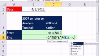 Excel Magic Trick 903: Last Of Month & First Of Month Using EOMONTH or Excel 2003 Functions