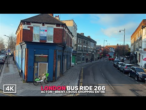 London Bus Ride Route 266 | Upper Deck POV 4K or authentic London Streets | Acton to Brent Cross