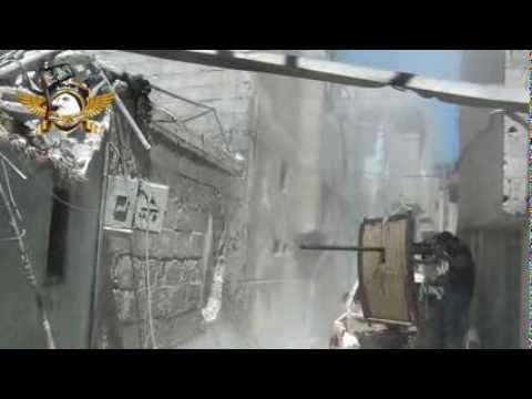 استهداف تجمع لقوات النظام برشاش عيار 14/14.5 من قبل كتيبة صقور دمشق في القابون في دمشق