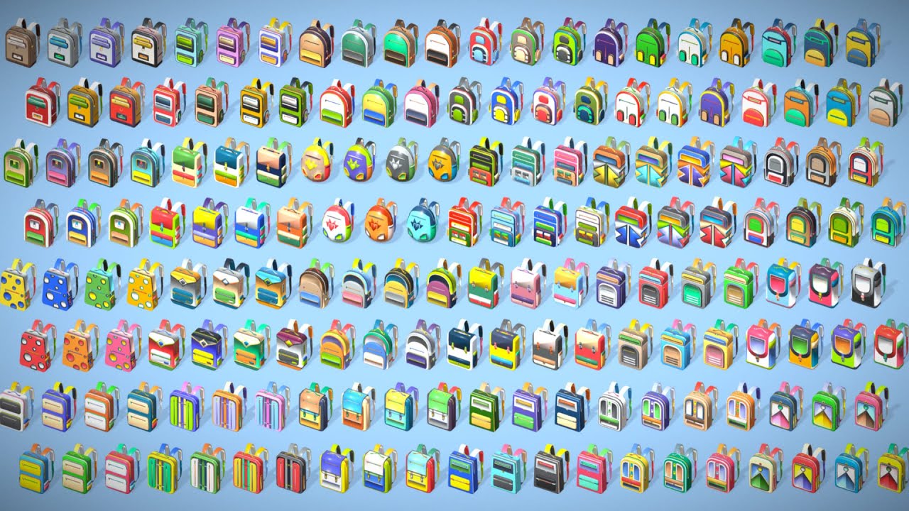 168 stylizowanych plecak&oacute;w z kresk&oacute;wkowymi torbami miejskimi Low Poly - rekwizyty postaci z gier Model 3D