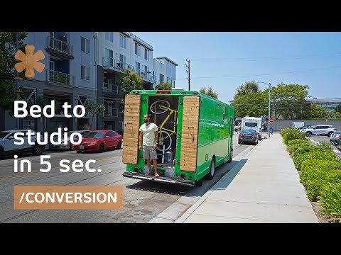 Old delivery truck outside, fast-transformer homestudio inside