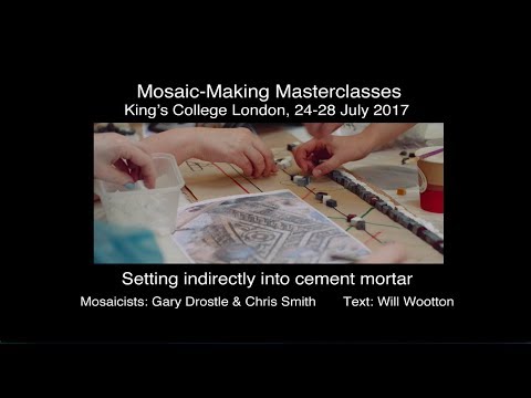 Mosaic making: setting indirectly into cement mortar