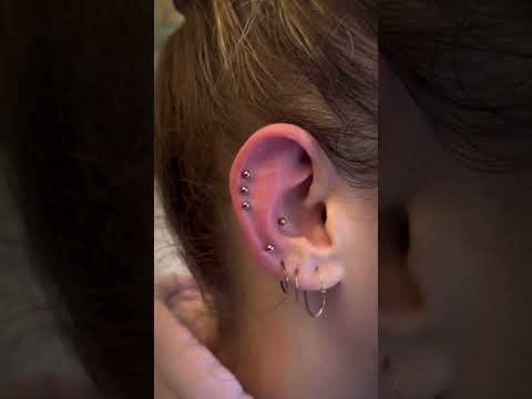 3 Helix Piercings 😍 Before and After  #piercing  #helixpiercing
