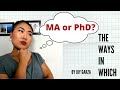 MA Vs PhD THE WAYS IN WHICH