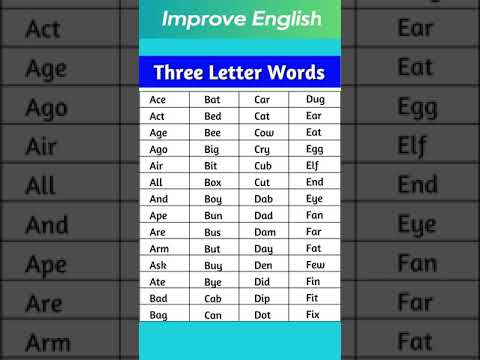 Three Letter Words A C in English #shorts #developenglish