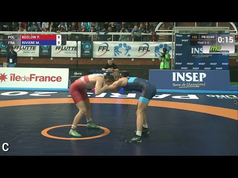 BRONZE FW - 53 kg: M. RIVIERE (FRA) df. P. KOZLOW (POL), 2-0