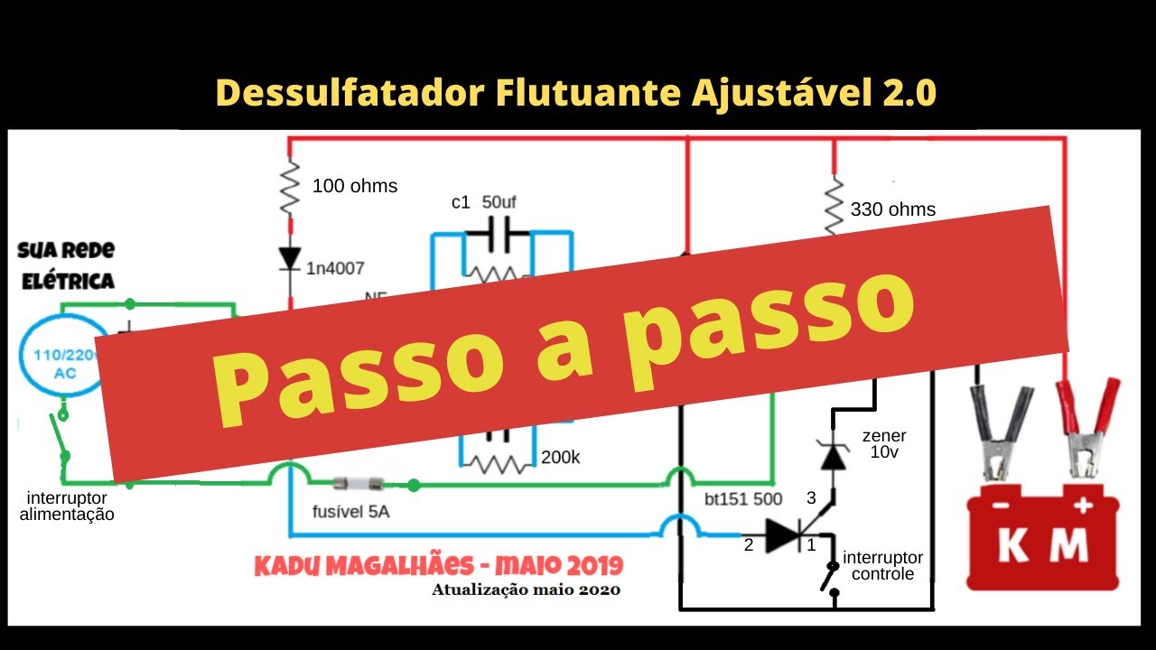 Passo a passo - Carregador de Bateria Flutuante com Capacitor duplo de Ar Condicionado