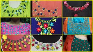 Hand embroidered summer dresses / neckline embroidery / hand embroidery designs for dresses