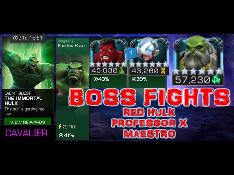 MCOC: RED HULK - PROFESSOR X - MAESTRO BOSS FIGHTS IN THE IMMORTAL HULK CAVALIER QUEST