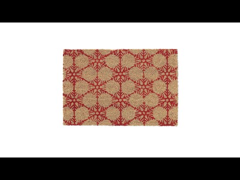 Kokos Fußmatte Schneeflocken Braun - Rot - Naturfaser - Kunststoff - 60 x 2 x 40 cm