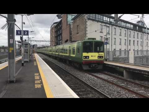 Irish Rail DART 8520 EMUs 8634/8633 + 8636/8635 arrive at Grand Canal Dock for Greystones (28/7/17)