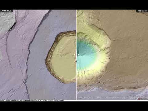 Kilauea volcano, Hawaii, USA lidar comparison - June 2009 vs July 2018