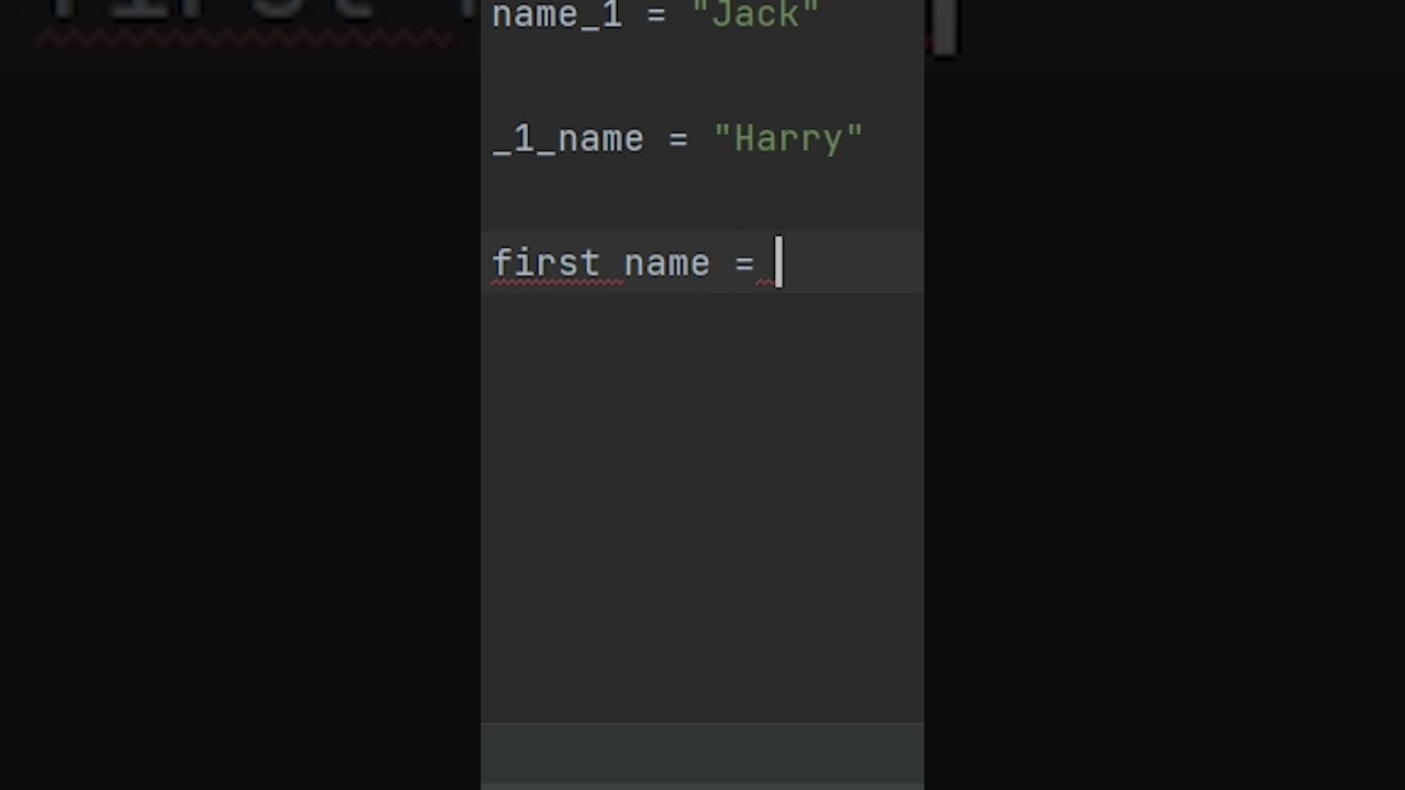 Naming variables in Python #shorts