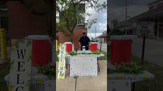 Officer Dziewicki lost at Fantasy Football last season. The penalty was to host a lemonade stand.