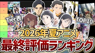 【覇権決定】『2026春アニメ』最終評価ランキングTOP10、全42作品SS〜D評価！【あかね噺】【淡島百景】【日本三國】【リゼロ4期】【霧尾ファンクラブ】【上伊那ぼたん】【クラにか】