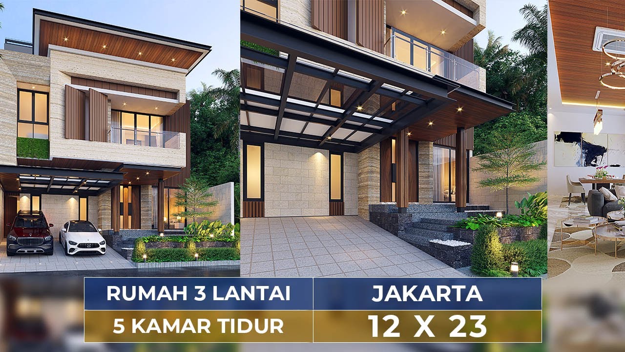 Video 3D Desain Rumah Modern 3 Lantai Bapak GVN 1365 - Jakarta