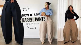 HOW TO CUT & SEW BARREL PANTS | Easy Step by Step Barrel Pants Tutorial for Beginners