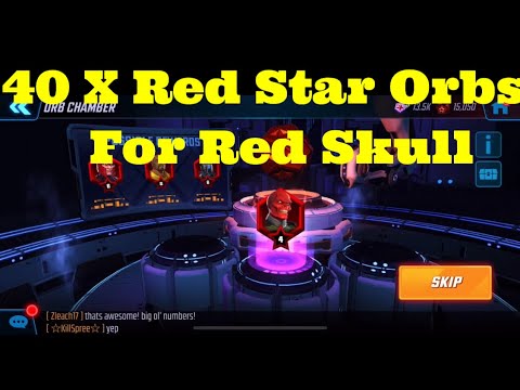 40 X Red Skull - Red Star Opening + 3 Elite Red Star Orbs - Marvel Strike Force - Free to Play