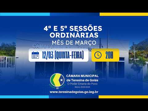 Quarta Sessão Ordinária do mês de Março- Câmara Municipal de Teresina de Goiás