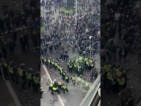 Tottenham Spurs hooligans fans fight fighting police vs Arsenal Tottenham Hotspur Stadium half time