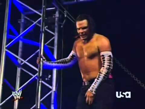 Jeff Hardy vs Randy Orton January 14, 2008 (insane JUMP of 30feet)