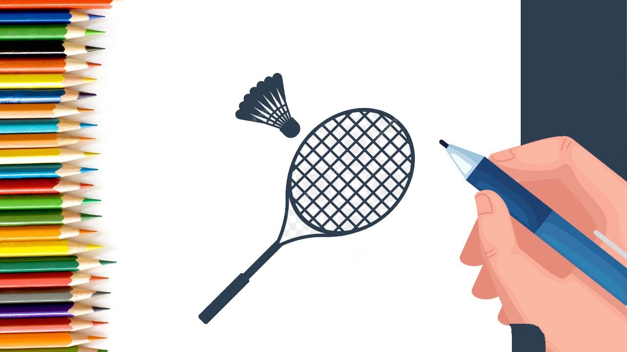 How to Draw easy Badminton step by step for Kids   #shorts