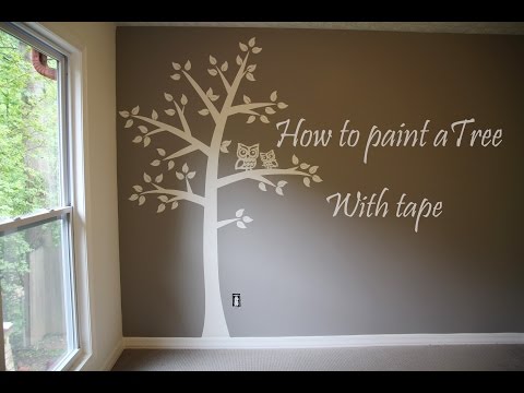 How to paint tree on wall 4 baby room. Easy - tape & paper only!