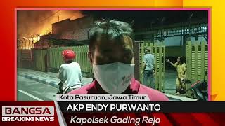 Kebakaran Hebat di Gudang Bekas Home Industri Wig Kota Pasuruan