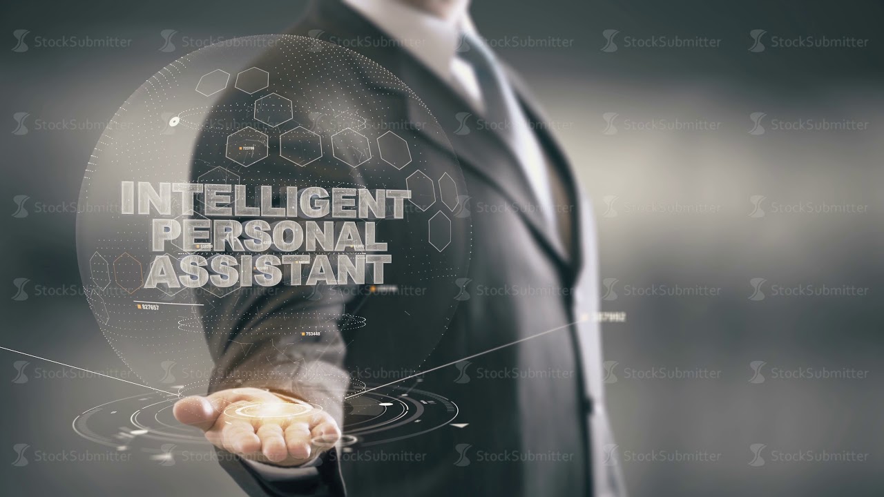 Intelligent Personal Assistant with hologram businessman concept