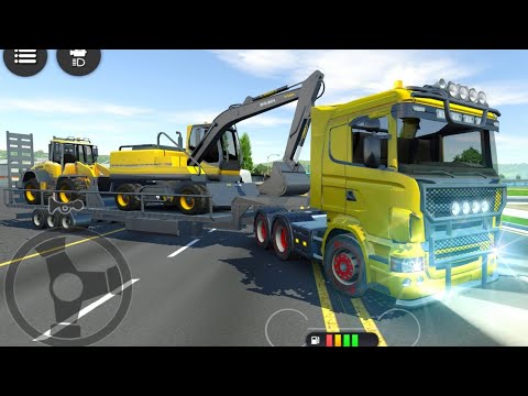 Transporting Heavy Excavator To Construction Site - Long Trailer Truck Driving - Android Gameplay