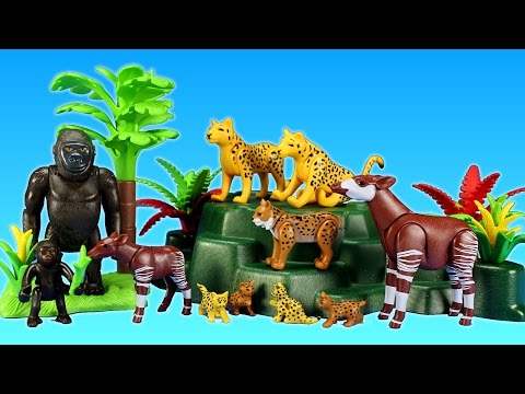 Playmobil Wildlife Animals Lynx Gorillas and Okapis Building Set Toy Build Review