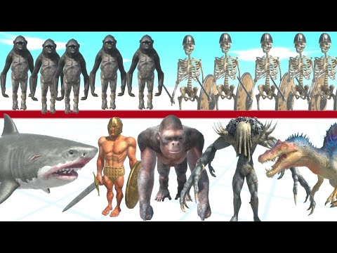 POOJECTILE GORILLA + SKELETON FACE FACTIONS   - ANIMAL REVOLT BATTLE SIMULATOR
