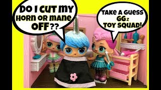 LOL Surprise Unicorn Boy 🦄Does Blue Ombre Cut Off His Horn or Mane ? GG Custom 🦄 Doll Story Video