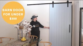 How to Build A Modern Sliding Barn Door for under $300 including Hardware & using LIMITED TOOLS