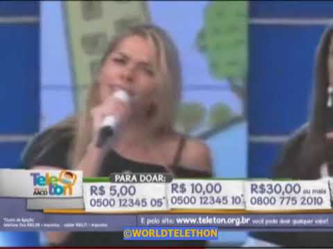 Teleton Brasil SBT 2006 - Hebe Camargo, Ivete Sangalo, Adriane Galisteu e o boneco Tonzinho