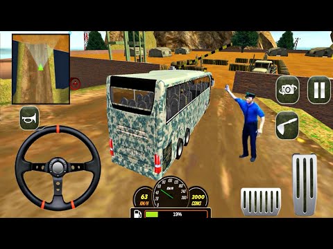 Uphill Offroad bus driving - Army Transporter Bus Driving - Android Gameplay