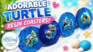 Adorable Turtle Resin Coasters DIY 🐢 | Easy Ocean Resin Art
