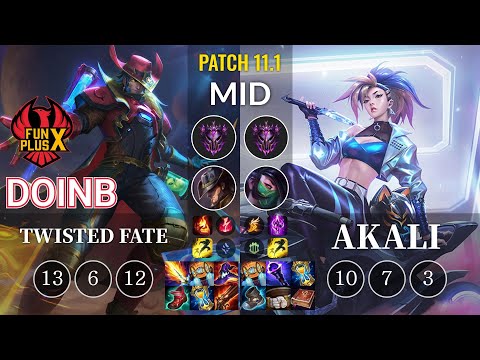 FPX Doinb Twisted Fate vs Akali Mid - KR Patch 11.1