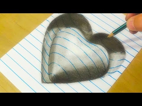 Drawing Heart - Trick Art on Line Paper - VamosART