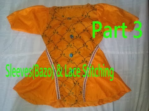 Baby Frock|Butterfly Frock-Sleeves,Lace,Piping|How To Make a Butterfly Dress for a Little Girl|Part3 Video